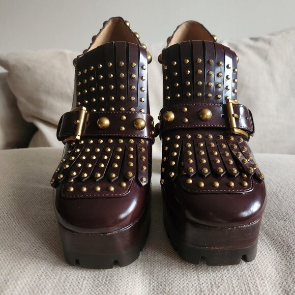 *NEW* Michael Kors Alberta Chestnut Studded Platform Loafer Pumps - Sz 7 - Picture 2 of 11